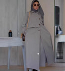 Women Abaya Windbreaker Long Wind Coat Autumn Winter Casual Outerwear 175163 - TUZZUT Qatar Online Shopping