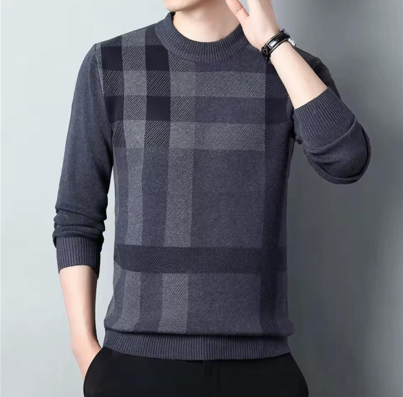 Men Luxury Winter O-Neck Knitted Sweater Z1145 - TUZZUT Qatar Online Shopping