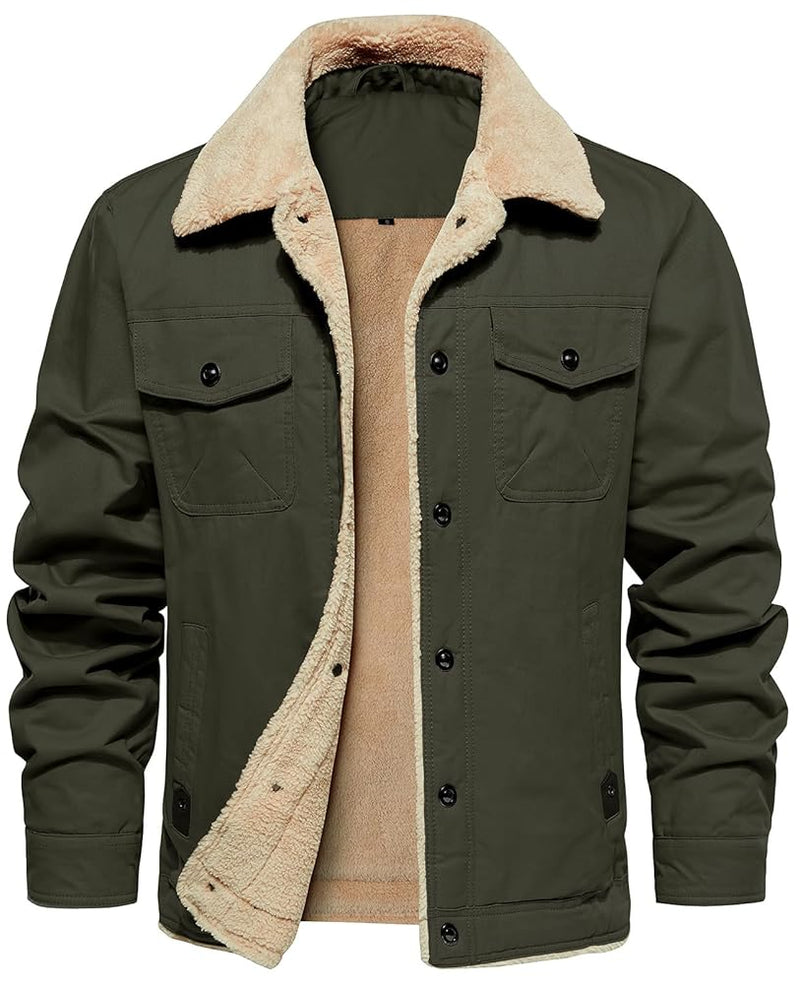 Mens Cotton Cargo Jacket Winter Warm Lining Casual Warm Coat 22104 - TUZZUT Qatar Online Shopping