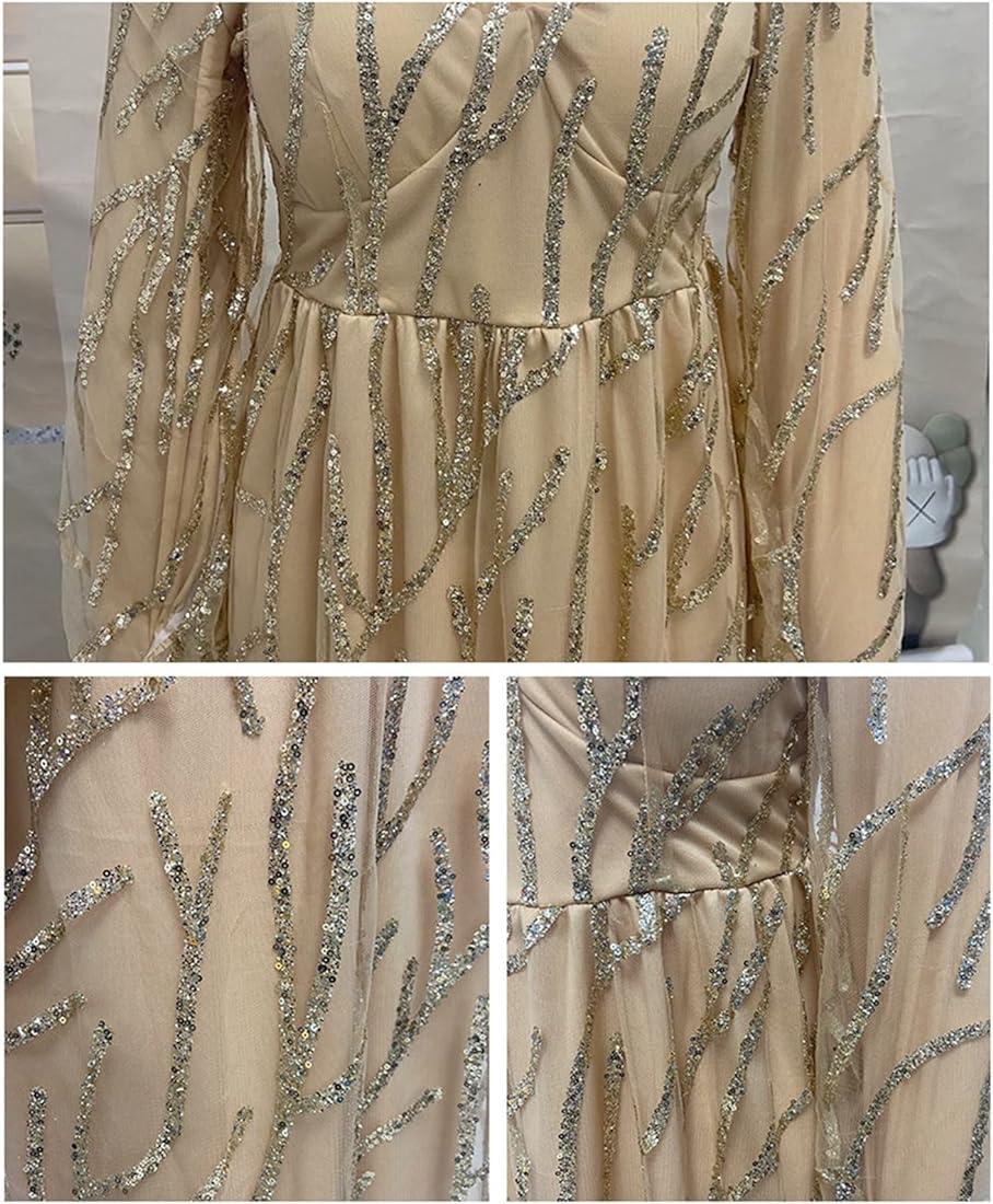 Female Elegant Cocktail Party Dress Sequins Mesh Luxury Evening Dress Long Lantern Sleeve V-Neck Floor Length Dress Aestheticism B-45925 Female Elegant Cocktail Party Dress Sequins Mesh Luxury Evening Dress Long Lantern Sleeve V-Neck Floor Length Dress Aestheticism B-45925