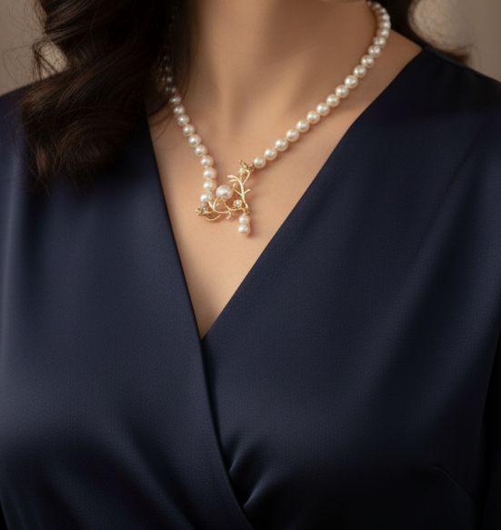 The Gilded Branch Statement Pearl Necklace B-390382 - TUZZUT Qatar Online Shopping