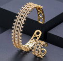 New Exquisite Luxury Geometric Cubic Zirconia Wedding Bracelet Ring Jewelry Sets for Women Silver Color Jewellery Set - B69091 - TUZZUT Qatar Online Shopping