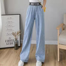 High Waist Wide Leg Jeans Women New Casual Thin Straight Loose Jeans Vintage Long Pants   B191555 - TUZZUT Qatar Online Shopping