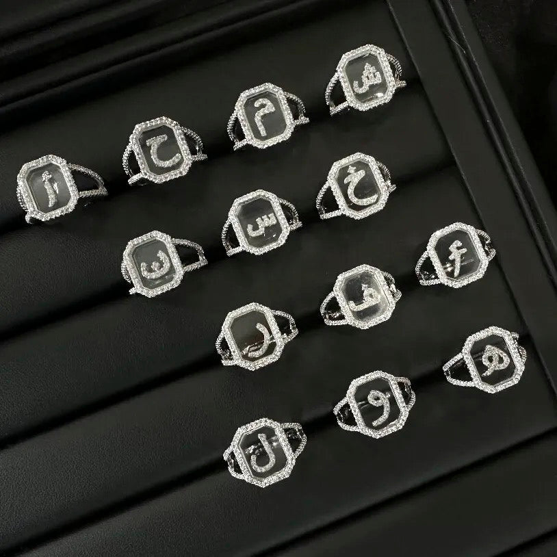 Arabic Letters Zircon Glass Square Design Rings X4667856 Arabic Letters Zircon Glass Square Design Rings X4667856