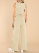 Air Essentials Jumpsuits For Women Loose Casual Crew Neck Romper Wide Leg Long Pants Baggy Overalls with Pockets   B71793 - TUZZUT Qatar Online Shopping