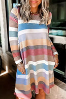 Rainbow Long Sleeve Stripes Mini Dress LC6112815