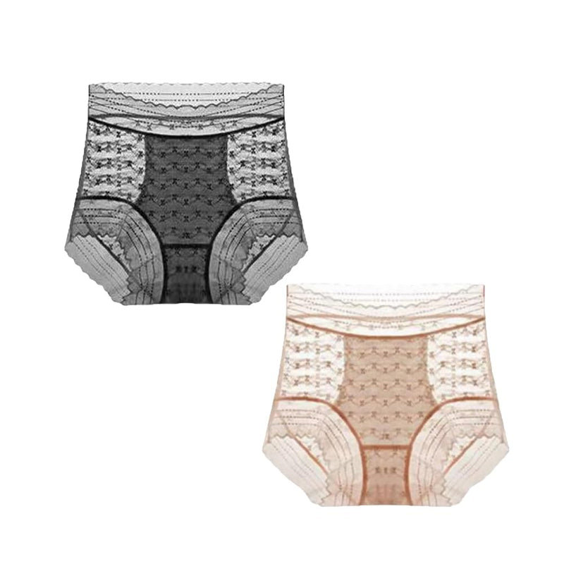 Elastic Ultra-thin Lace Flower Briefs Transparent Mid Waist Lace Mesh Panties 135837 - TUZZUT Qatar Online Shopping