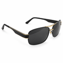 Black and Gold Rectangular Aviator Sunglasses-60