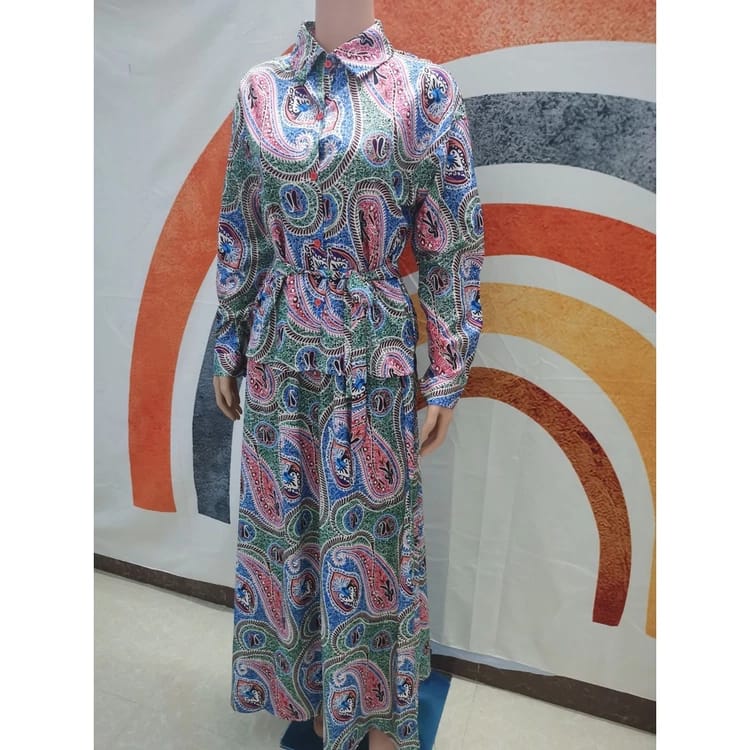Skirt suit Middle East Muslim Fashion Women's Autumn New Fashion Elegant Printed Long Sleeve Shirt B138358 Skirt suit Middle East Muslim Fashion Women's Autumn New Fashion Elegant Printed Long Sleeve Shirt B138358