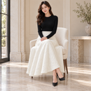Ivory Textured Knit A-Line Maxi Skirt MC-A43
