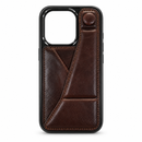 IPHONE 15PRO Premium Dark Brown Leather-Style  Case with Camera Protection MF 1973