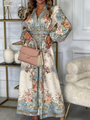 Women's Elegant Retro Printed Long Sleeve Dress   1688509 - TUZZUT Qatar Online Shopping