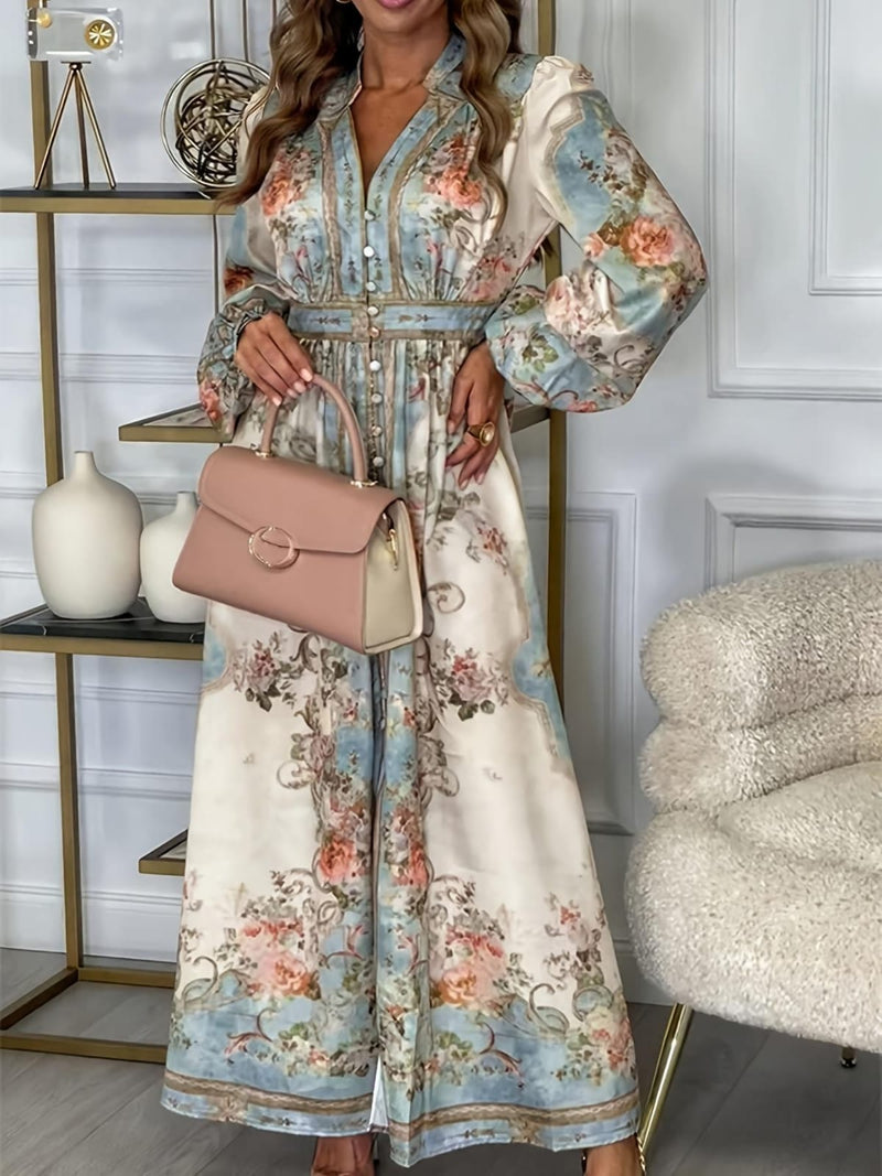 Women's Elegant Retro Printed Long Sleeve Dress   1688509 - TUZZUT Qatar Online Shopping