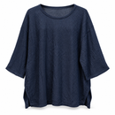 Men’s Navy Textured Knit Three-Quarter Sleeve Top - 5XL