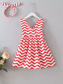 Toddler Girls Striped Bow A-line Dress With Headband S3940100 - TUZZUT Qatar Online Shopping