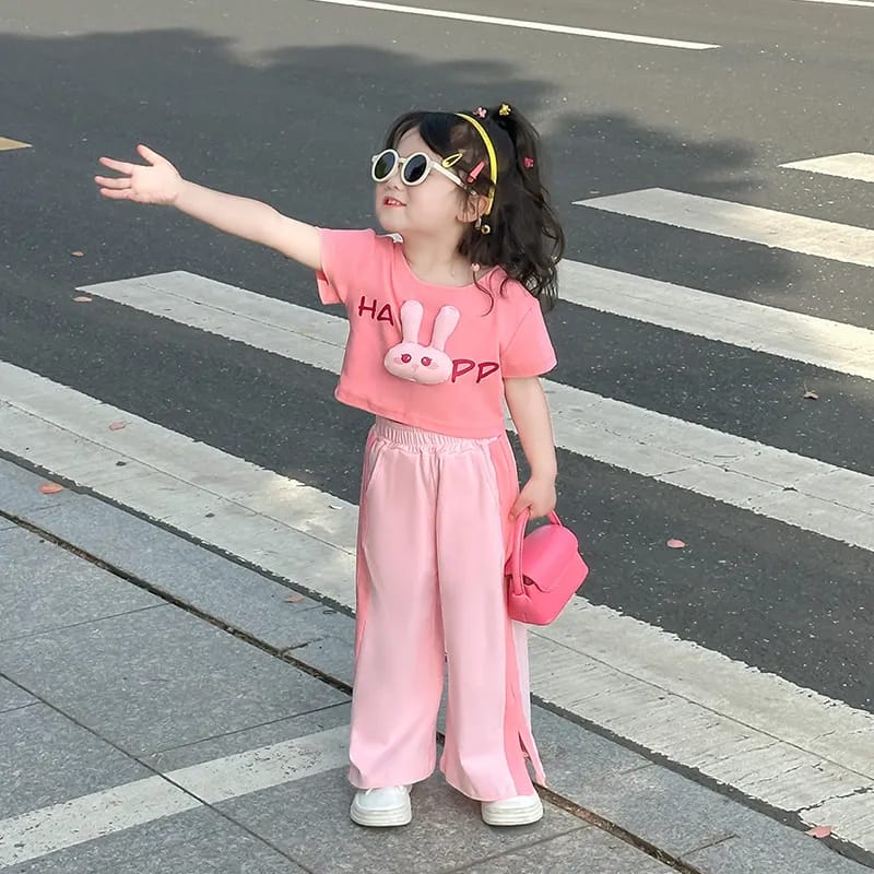 Children's Summer Set Cute Pink Casual Short-sleeved Two-piece Set S4950608 Children's Summer Set Cute Pink Casual Short-sleeved Two-piece Set S4950608
