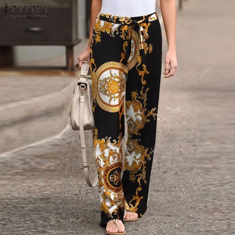 ZANZEA Stylish Floral Pants Women Print Trousers Drawstring Elastic Waist Pantalon Palazzo Female Casual Autumn Turnip Oversized S4013889 ZANZEA Stylish Floral Pants Women Print Trousers Drawstring Elastic Waist Pantalon Palazzo Female Casual Autumn Turnip Oversized S4013889