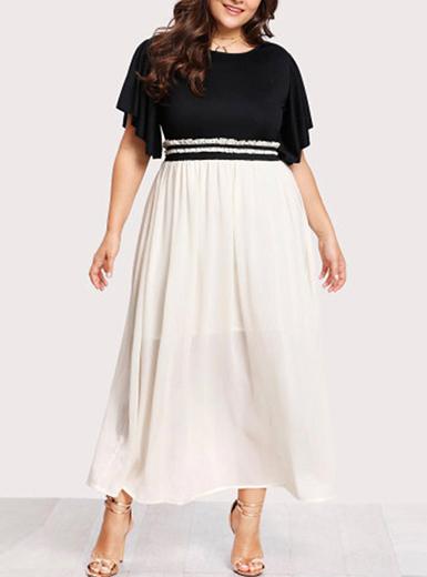 Tea Length Color Block Plus Size Dress XL S3426129 - Tuzzut.com Qatar Online Shopping