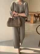 2 Pcs Women's Solid Color Pants Set L 406270 - TUZZUT Qatar Online Shopping