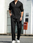 Men's Long Sleeve Shirt And Pants Set   S496317 - TUZZUT Qatar Online Shopping