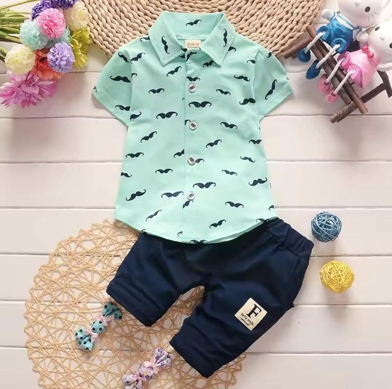 Children's Printed Short-Sleeved Printed Shirt + Shorts Suit   549598 - TUZZUT Qatar Online Shopping