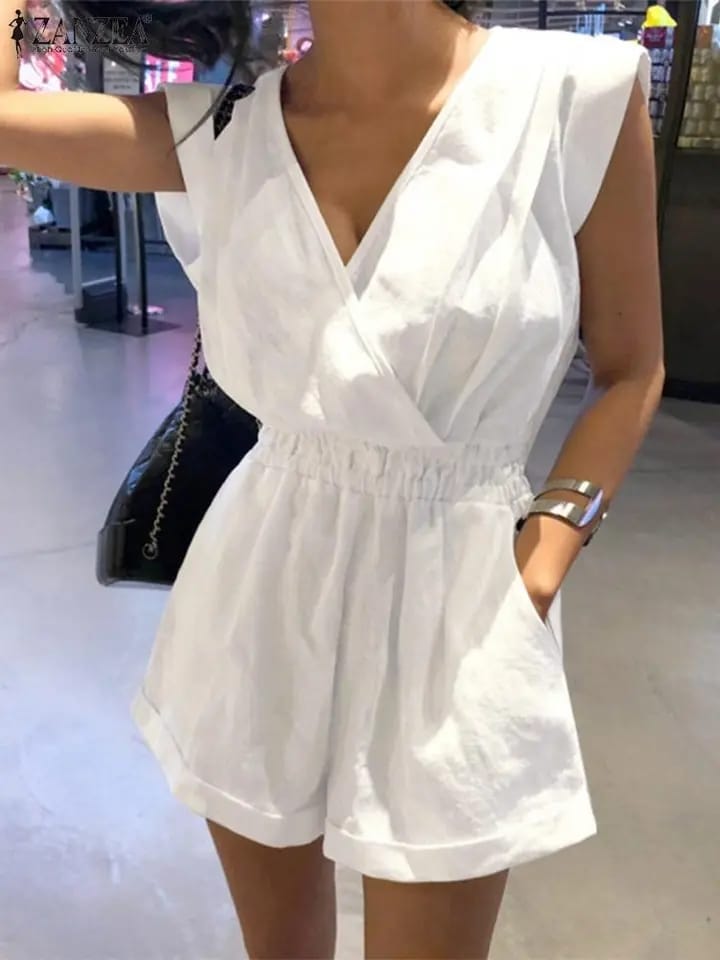 Women's Summer Jumpsuits Sleeveless ZANZEA Stylish Overalls V Neck Backless Rompers Female Lace Up Casual Pants Oversized S4101455 Women's Summer Jumpsuits Sleeveless ZANZEA Stylish Overalls V Neck Backless Rompers Female Lace Up Casual Pants Oversized S4101455