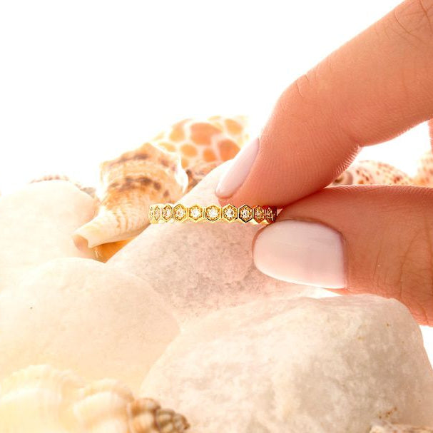 Gold Stacking Ring Dainty Diamond DN00210 Gold Stacking Ring Dainty Diamond DN00210