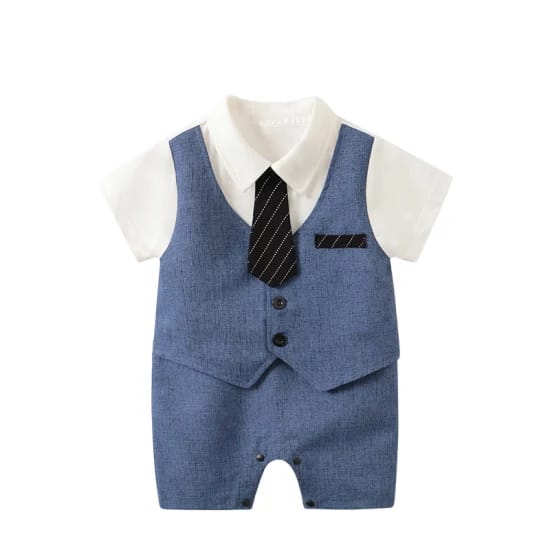Gentleman Style Short Sleeve for Summer Cute Pajama Baby Clothes Baby Boys Romper X4461221 - Tuzzut.com Qatar Online Shopping