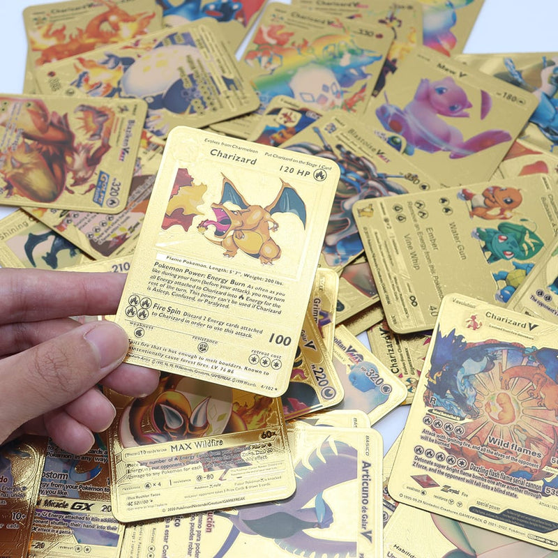 Pokemon Genuine Colorful Card 55 Pcs Charizard Mewtwo Pikachu VMAX GX VSTAR Spanish English German Korean French Gold Foil Card S4812662