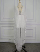 Illusion Tassel Sequins Dubai Evening Dress Glitter Beading Crystal Formal Party Gown  070397 - TUZZUT Qatar Online Shopping