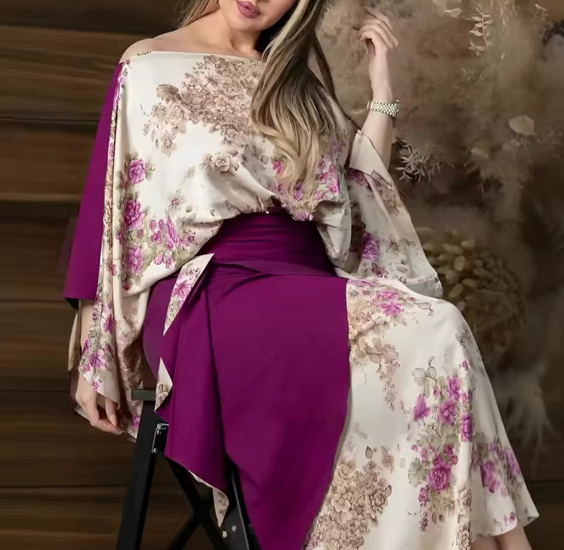 Elegant Printing Chic Purple Evening Dress S4896128 - TUZZUT Qatar Online Shopping