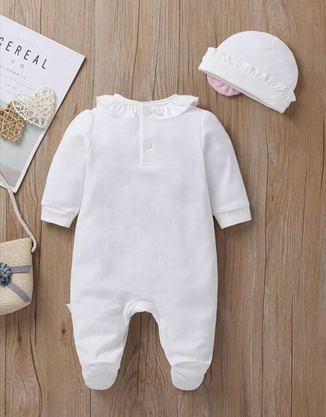 Newborn Baby Girls Button One Piece Long Sleeve Jumpsuit 578414 Newborn Baby Girls Button One Piece Long Sleeve Jumpsuit 578414