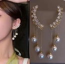 Needle Pearl Tassel Earrings One-piece Women Fashionable Temperament Personalized Earrings - Tuzzut.com Qatar Online Shopping
