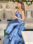 Evening Dresses Formal Occasion Elegant Party for Women Prom Floor Length Strapless Tiered Straight Sheath M 070725270 - Tuzzut.com Qatar Online Shopping