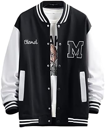 Baseball Jackets Letter Print Men's Streetwear Tops Patchwork Style S4784006 Baseball Jackets Letter Print Men's Streetwear Tops Patchwork Style S4784006