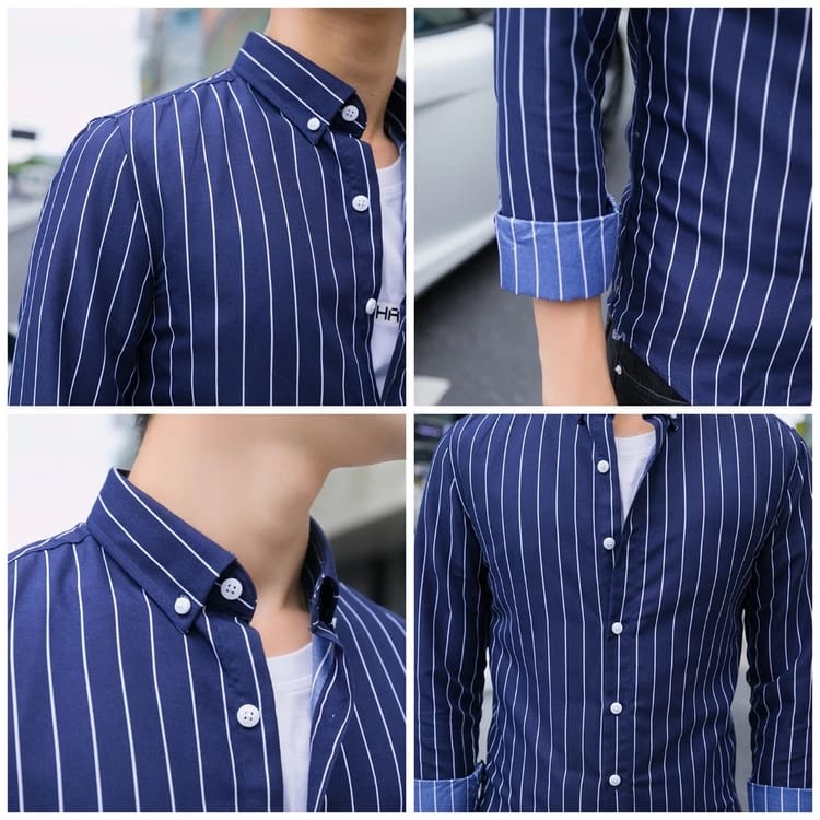 Korean Men's Fashion Business Casual Long Sleeve Stripe Shirt S039193 Korean Men's Fashion Business Casual Long Sleeve Stripe Shirt S039193