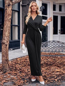 Women's Elegant Long Sleeve Solid Formal Bodycon Maxi Dress Wrap V-Neck Cocktail Parties Long Dresses       X288610 - TUZZUT Qatar Online Shopping