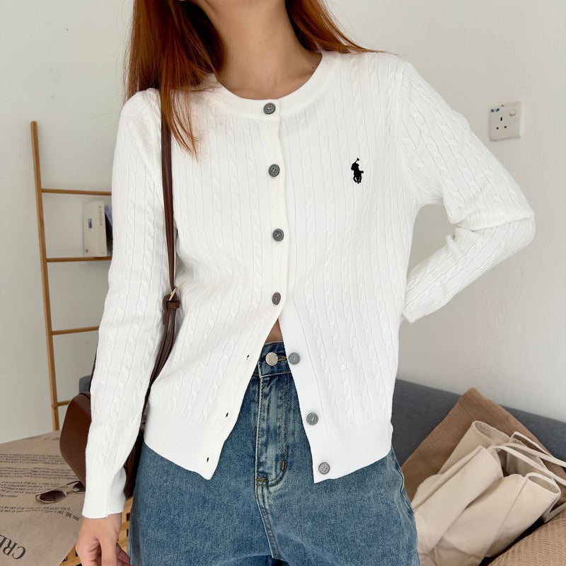 RALPH BUTTON CARDIGAN IN WHITE W-8512 - TUZZUT Qatar Online Shopping
