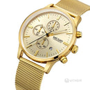 MEGIR Chronograph Stainless Steel Waterproof Men's Gold Watch MS2011GGD - TUZZUT Qatar Online Shopping