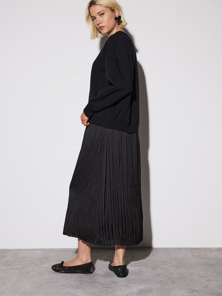 2-In-1 Soft Touch Jumper With Satin Midi Skirt MS7001 - TUZZUT Qatar Online Shopping