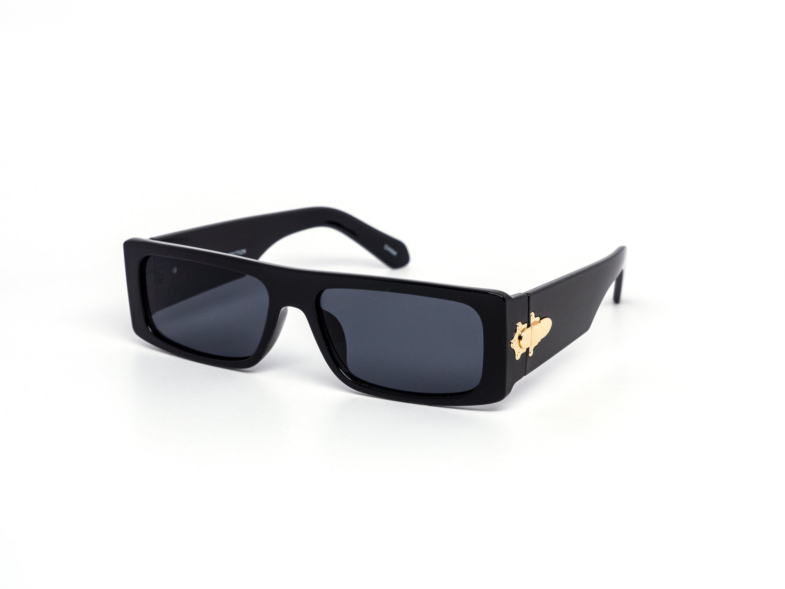 Rectangular Chunky Gold Accent Sunglasses S2276