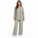 Sage Grey Long-Sleeve Tunic & Wide-Leg Trouser Set MC-A26