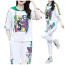 Women's 2 Pcs Short Sleeve Graffiti T-shirt Sets 583100 M - TUZZUT Qatar Online Shopping