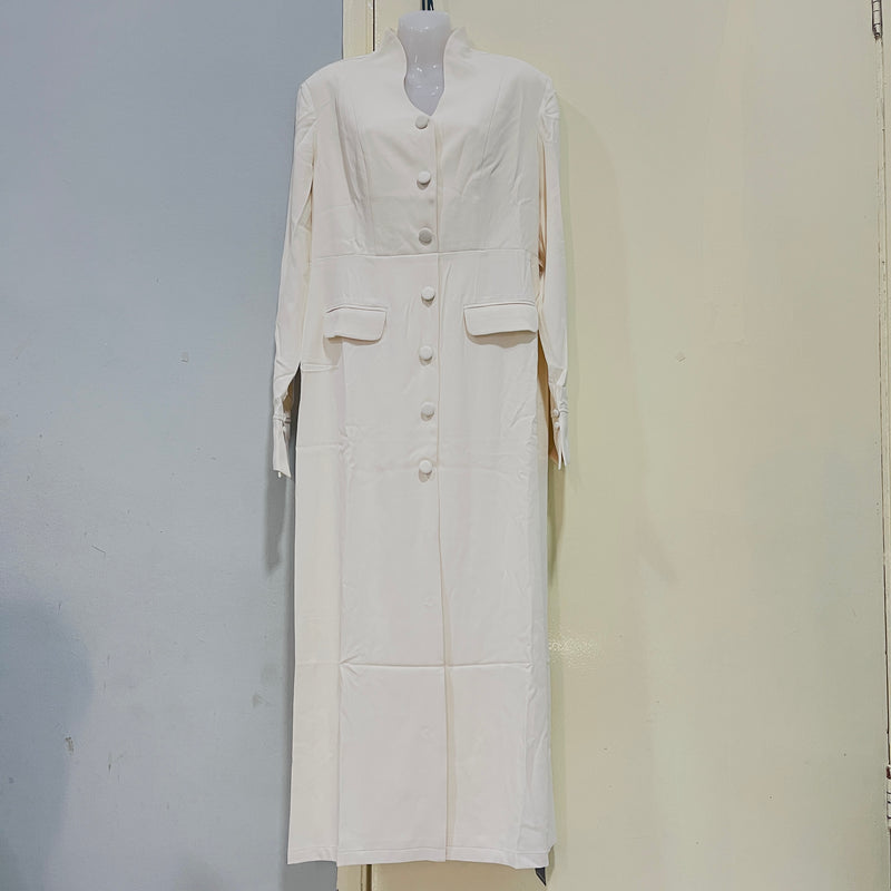 Modern Style Jersey Button Straight V-neck Long Sleeves Dress S5088094 - TUZZUT Qatar Online Shopping