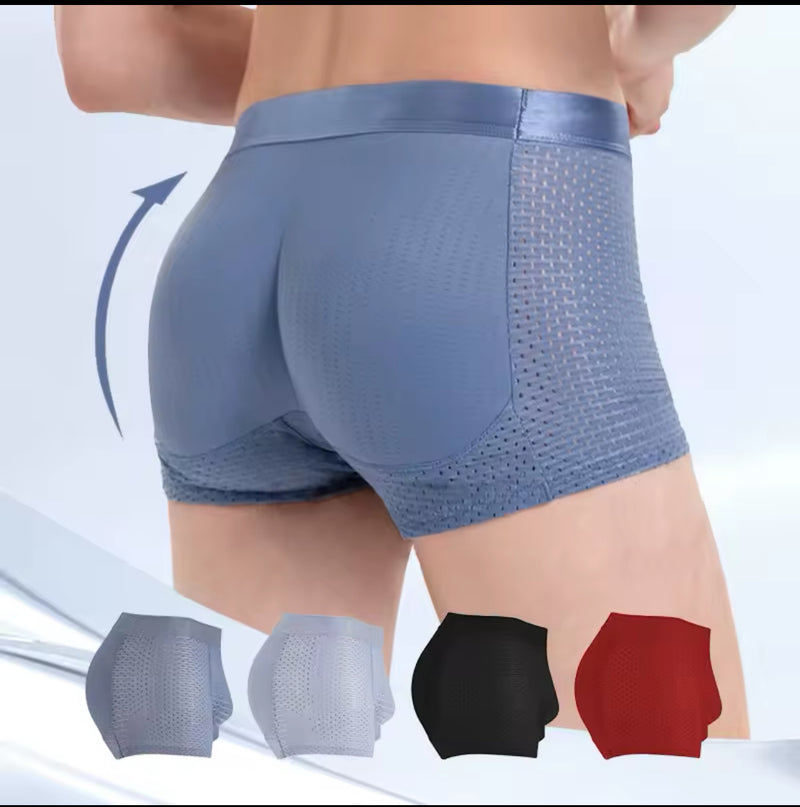 Ice Silk Breathable Men's Butt Lift Underwear,Mesh Mens Padded Underwear MAGOO45