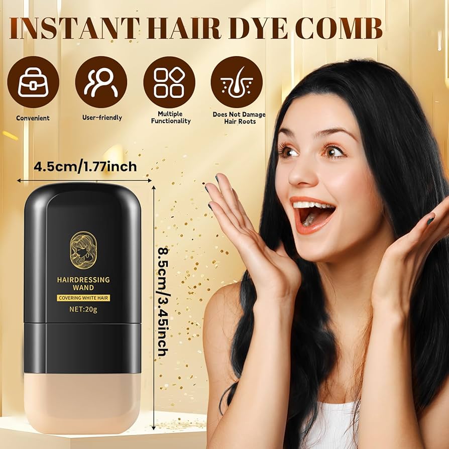 2-in-1 Hair Dye Comb Stick – Instant Root Touch-Up, Gray Hair Concealer, Waterproof & Sweat-Proof Temporary Color 2-in-1 Hair Dye Comb Stick – Instant Root Touch-Up, Gray Hair Concealer, Waterproof & Sweat-Proof Temporary Color