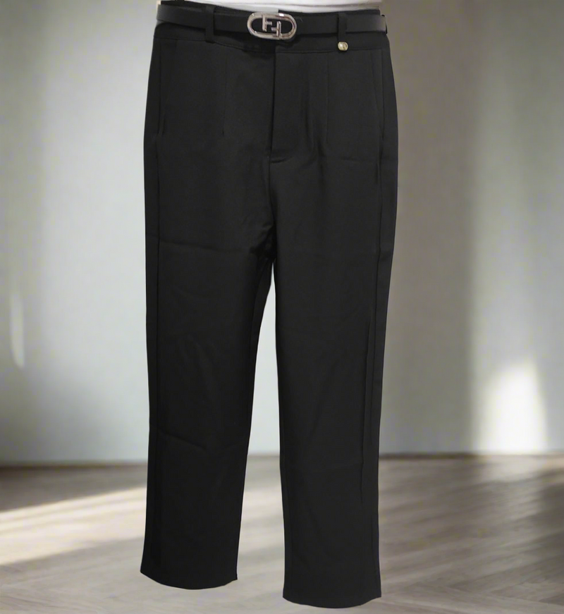 Black Split Straight Leg Suit Pants Women 68540 - TUZZUT Qatar Online Shopping