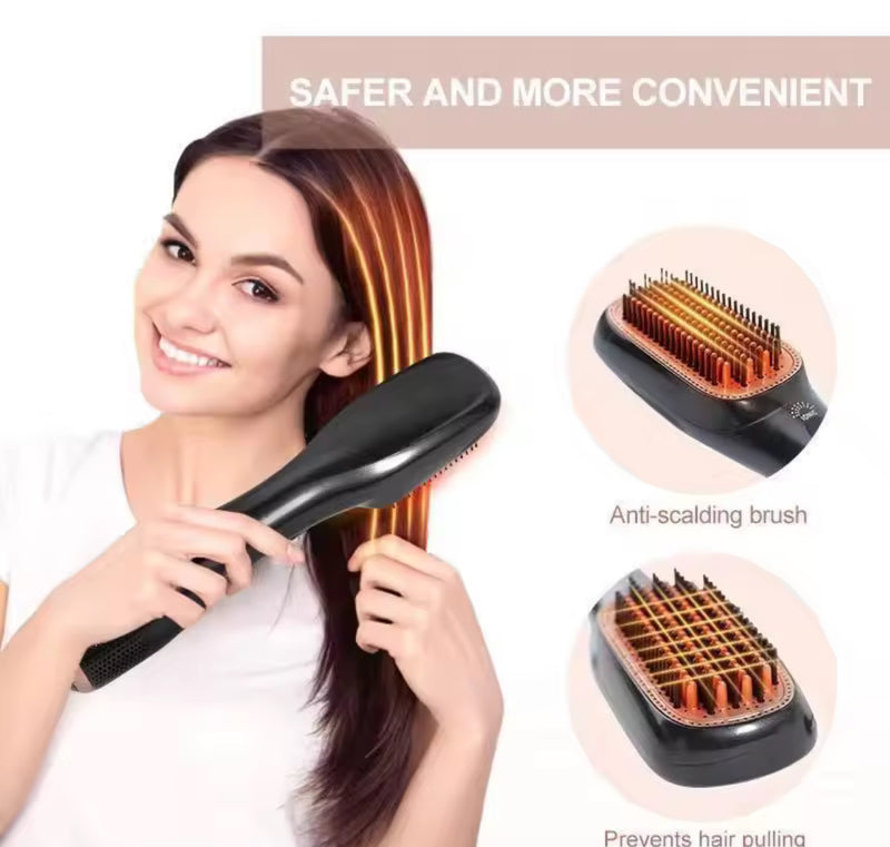 Three in One Electric Hair Comb, Fast Curling Iron, Hair Dryer, Straightener with Hot Air Function S3976559 - TUZZUT Qatar Online Shopping