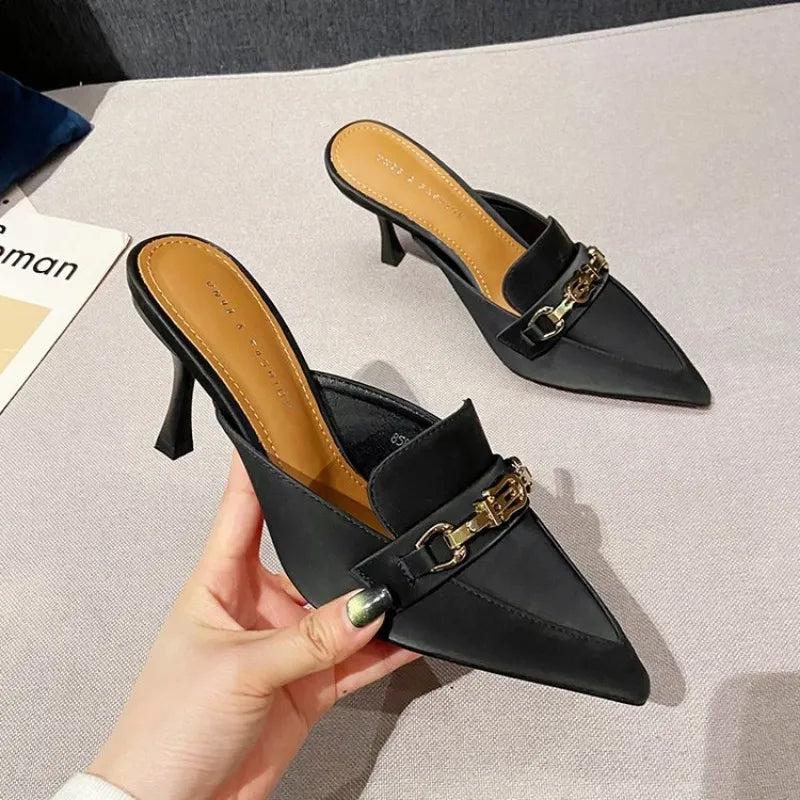 High Heel Sandals Women Summer New Fashion Baotou Half Slippers 525265 High Heel Sandals Women Summer New Fashion Baotou Half Slippers 525265