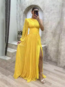 Yellow Side Split Evening Dresses 1132930 - TUZZUT Qatar Online Shopping